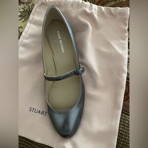Stuart Weitzman Gabby 45 Mary Jane Pump. METALLIC